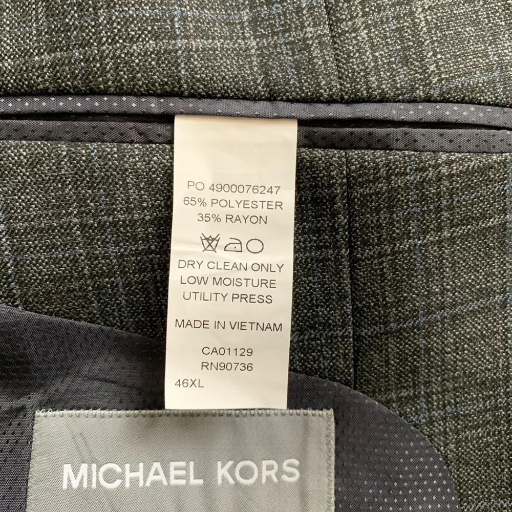 NWT Michael Kors Gray Blue Striped Blazer 46XL